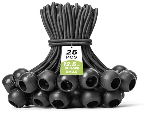 Brotree Elastici con Sfera per Teloni 25 Pezzi Corda Elastica 12.5 cm Corde Elastiche con Sfera - Nero Cavo Elastico Tenditore Elastico Elastici Fissaggio