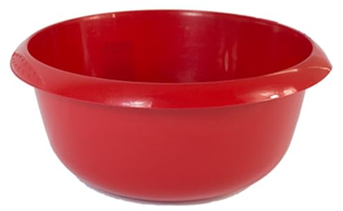(Pack of 2) Round Kitchen Household Cleaning Washing UP Mixing Bowl, 8L Capacity, Round Plastic GLLITER RED Colour Bowl