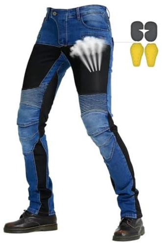 CBBI-WCCB Hombre Moto Jeans Transpirable Motocicleta Pantalones (FR/ES, Medida de la Cintura & Longitud de la Pernera, 32, 30, Azul)