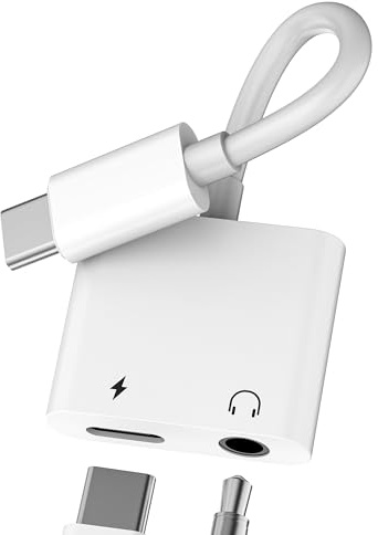 Adapter Jack USB C to 3.5 mm Earphone (2 in 1) for IPhone16 15 Pro Max Earphone and Charger Cable Compatible with Samsung S24 S23 AUX Connector for Apple DAC Audio For iPad Headphone Jack