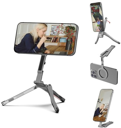 Magnetiskt telefonstativ för MagSafe flygplan telefonhållare, vikbar selfiepinne med kall sko och 1/4 tum skruv hängande magnetiskt stativ för iPhone 17/16/15/14/13/12 Pro Max minitillbehör