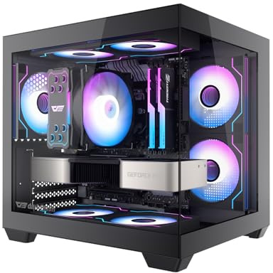 darkFlash Mini-ITX - Funda para PC, 3 Ventiladores PWM ARGB, Carcasa de computadora de Vidrio Templado Dual de visión Completa, tamaño Mini, soporta AIO de 240 mm, Negro (DB330M)