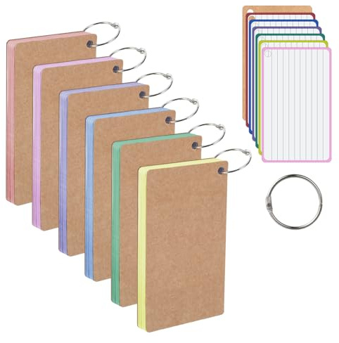 Karteikarten A6 Liniert 6 Farben, 360 Blatt Karteikarten mit Ring, Vokabelkarten Lernkarten Liniert Lernen Zubehör, 6 Bunte Notizblöcke mit Ringösen, Flashcards für Schule Studium Büro Zuhause