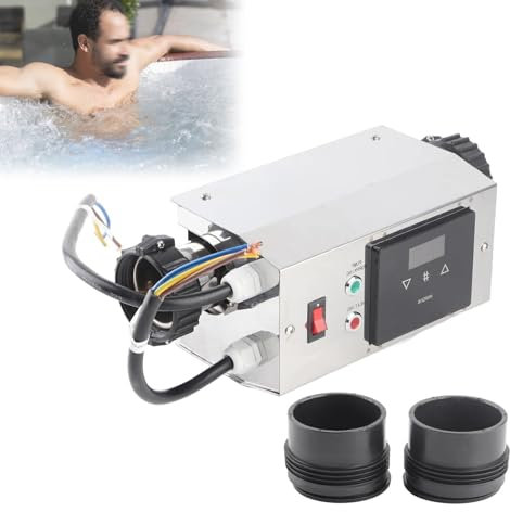 Pompe À Chaleur Pour Piscine 3KW, Échangeur De Chaleur À Thermostat, La Température De L'eau Est Réglable Entre 30-40°C, Thermostat Électronique Tactile, Diamètre De L'orifice 50mm, Pour Piscine Et Ja