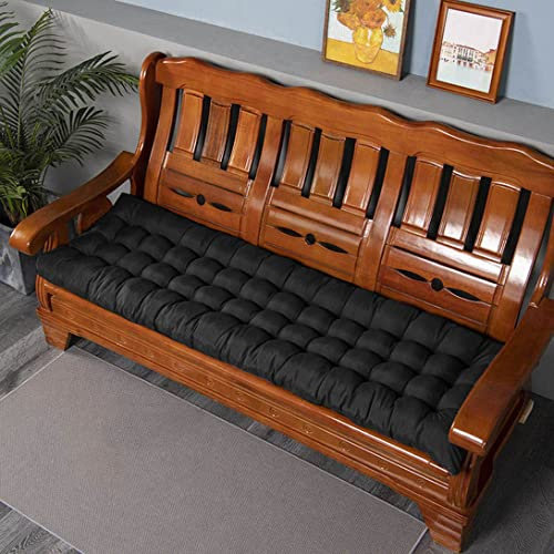 Genérico Cojín Grueso de 8 cm para Banco de jardín de 2 o 3 plazas, Rectangular, para Patio, Tumbona, Columpio y Muebles de Exterior (120 x 50 cm, Negro)