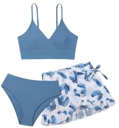 YcZithral Girl Swimming Costume Kids Swim Suits Two Piece Bikini Set Teens Bathing Suits Beach Rash Guard Summer Bathing Summer Beach Swimming Costume Girls 9-10 Dark Blue