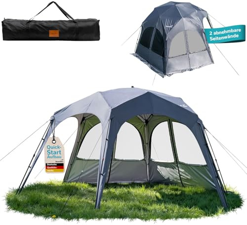 Skandika paviljong Lundholm 462 Quick-Start | Utomhusträdgårdspaviljong, 2 sidoväggar, snabbtorkande stänger, 230 cm ståhöjd, solskydd UPF 80+, väderbeständig | festtält för trädgård, festival, strand