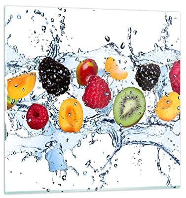 Quadro su Vetro Acqua frutta fresco cibo Stampe da Parete in Vetro 30x30cm Quadri Moderni Soggiorno Camera da Letto Cucina 1 pezzo Piccoli Decorazione Murale Wall Art Grafica Immagini GAC30x30-2675