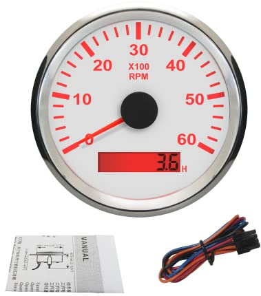 ELING Vattentät varvräknare varvräknare med timräknare 0–6 000 RPM 85 mm 9–32 V med bakgrundsbelysning