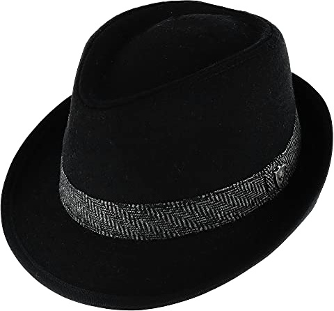 Ascentix Men’s Fedora, 2” Brim, Timeless Classic, Size 24 ¼” - 25”, XXL, Black