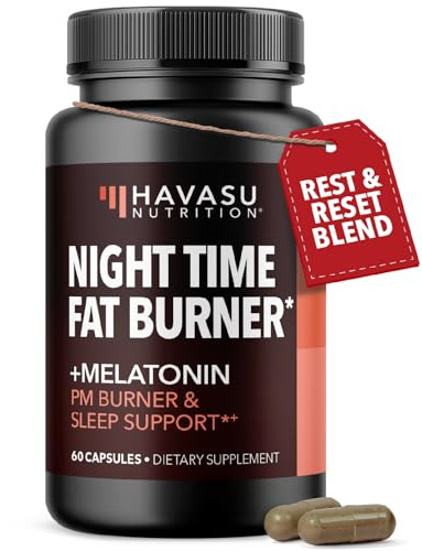 Night Time Fat Burner Capsules for Men and Women - Appetite Suppressant for Weight Loss with White Kidney Bean - 60 Count - Metabolism Booster with Melatonin for Sleep Support - 2-Month Supply