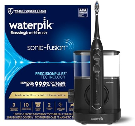 Waterpik Sonic-Fusion Flossing Electric Toothbrush Water Flosser, Black