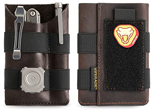 VIPERADE PL5 EDC Organizer, Slim EDC Pouch with DIY Patch Area, Daily Carry Brown