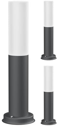 ledscom.de 3 Stück Wegelicht/Pollerleuchte/Gartenleuchte PORU für außen, Glas, IP44, 37,5 cm, anthrazit, 1x E27 max. 40W