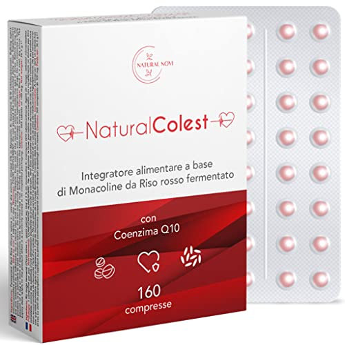 RISO ROSSO FERMENTATO NaturalColest 160 Compresse | oltre 5 MESI di fornitura | Con COENZIMA Q10 | 2,9mg Monacolina | Senza Glutine | Made in Italy