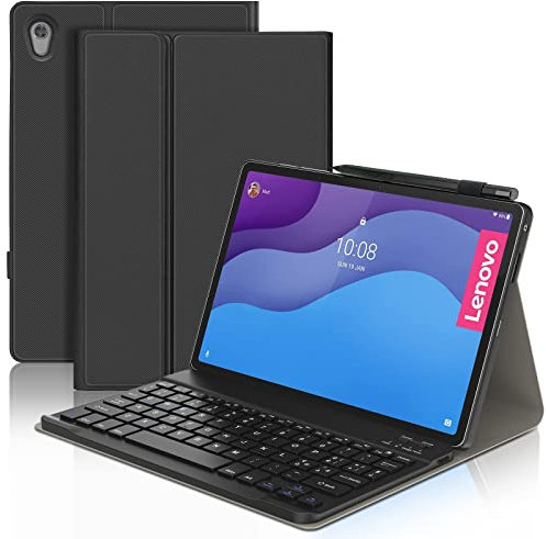 IVEOPPE Tastiera con Custodia per Lenovo Tab M10 HD (2nd Gen) TB-X306 2020 10.1, Layout Italiano QWERTY, Cover con Tastiera Rimovibile Magnetica Wireless Bluetooth, con Supporto per Pencil, Nero