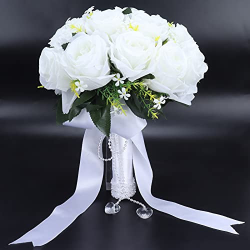 Plcnn Mariage Mariée Bouquet de Mariée Mariage Mariée Tenant des Fleurs Bouquet Mariage Romantique Satin Rose Fleurs pour Les Mariages, Les Fêtes