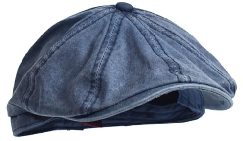 Coppola Uomo Berretto da Strillone in Cotone Lavato Cappello Ottagonale con Visiera Berretto Casual Vintage Berretti Solidi Visiera Gatsby Cappello Edera Piatta,Blu,58-60Cm