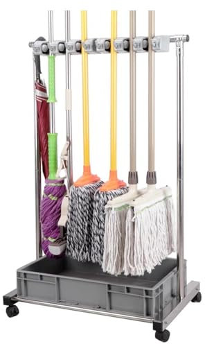 Porta Scopa E Scopa, Carrello Per Scopa Mobile, Armadio Per Scopa, Organizzatore Di Prodotti Per La Pulizia, Carrello Per Pulizie Per Garage, Giardino ( Colore : Silver , Taglia : 26 hanging clip )