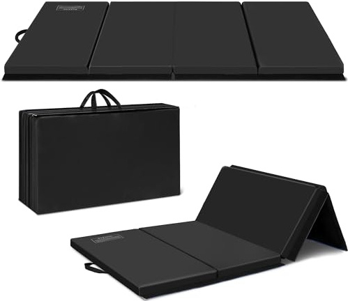 Polar Aurora 3'x6'x2 Thick Folding Gymnastics Exercise Mat Aerobics Stretching Yoga Mats (Black)