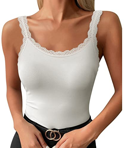 WILLBEST Women's Fashion Tank Tops Cotton Sleeveless Strappy Square Neck Casual 2024 Summer Flowy Shirts Blouses