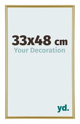 yd. Your Decoration - Cornice portafoto 33x48 cm - Oro - Cornice in plastica con vetro acrilico - Antiriflesso - Dimensioni 33x48 cm - Annecy
