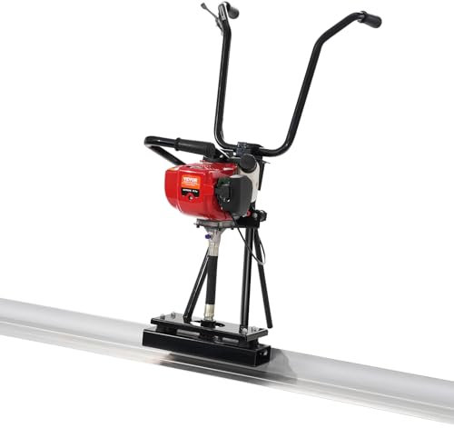 VEVOR Chape électrique pour béton à gaz, 1830 mm, kit flotteur barre à bord droit aluminium, haute efficacité 6500 tr/min, finition ciment 4 temps avec poignées réglables en hauteur, outil pour béton