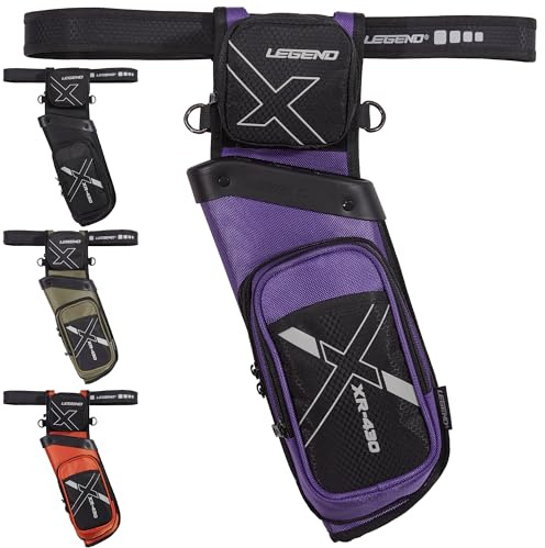 Legend XR430 Hip Quiver for Arrows - Premium Arrow Quiver with Removable Release Pocket, Durable Archery Quiver with Storage Compartment for Accessories & Tools, Arrow Holder - Purple