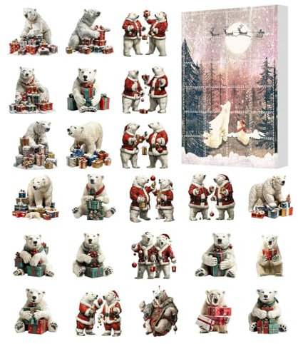 Eisbär Adventskalender 2025, 2025 Adventskalender Kinder, Niedlicher Eisbär Adventskalender 2025, Spielzeug Adventskalender 2025, Weihnachten Urlaub Adventskalender