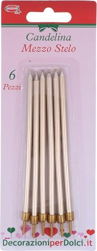 Bougies Demi Tige Or 6 Pcs