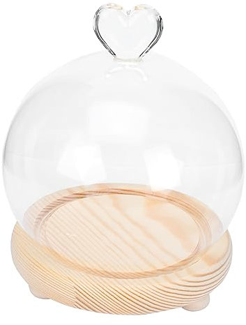 MAGICLULU 1pc Preserved Flower Lampshade Decor Preserved Dome Covers Mini Cake Dome Garlands Floral Unique Bell Jar Artificial Flowers Garland Enamel Pin Display Clear Display Case Wooden
