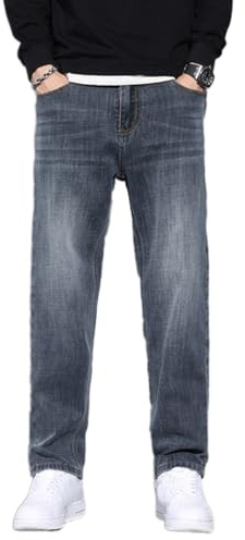 Oanviso Homme Jeans Y2K Pantalons en Denim Lâche Jean Baggy Mode Eté Casual Bassin Pantalon Ample Coupe Droite Style Hip-Hop Pants Larges Jambes A Bleu Gris L