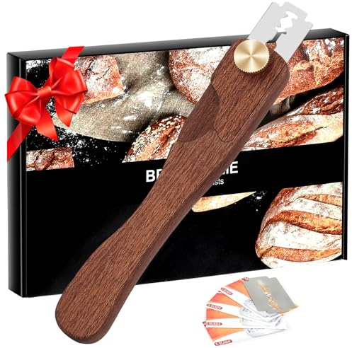 JYSDCXC Bäckermesser Set mit 5 Klingen,Magnetisch Brotmesser Brot Bäcker Cutter,Baguettemesser für präzises Verzieren von Brot & Teig(Gerader Griff)