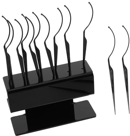 Didiseaon Expositor de Pestañas Postizas y Extensiones 1 Unidad Soporte Negro con 12 Varillas para Salón Profesionales Herramienta para Maquillaje y Exhibición de Pestañas