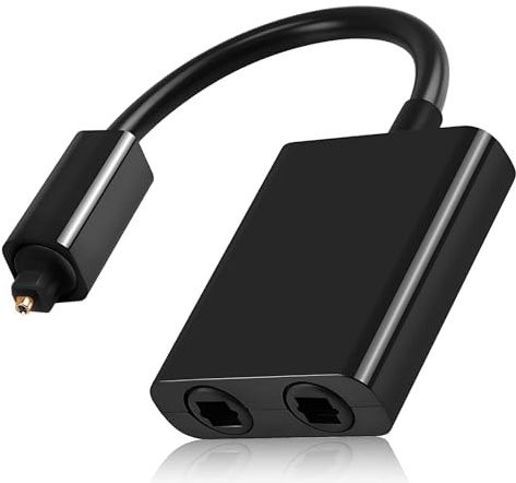 DUSEKI Splitter Cavo Fibra Ottica Audio 1 Tra 2 Uscite Toslink Divisore Ottico 0.25M Spdif Adattatore Cavo per Barra, TV, DVD, Amplificatore, Soundbar (nero)