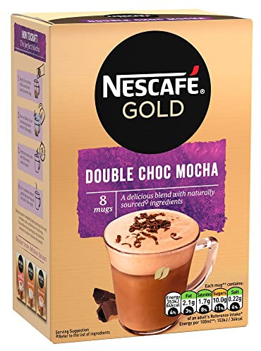 Paquets De Café Instantané | Gold Double Choc Mocha 8 Stuks | Gold Double Choc Mocha 8 Stuks | Poids Total 148 grams