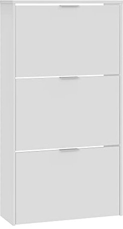 HOMN LIVING Zapatero 3 Puertas Rubi Color Blanco Brillo, 60 cm (Ancho) 22 cm (Profundo) 113 cm (Altura)