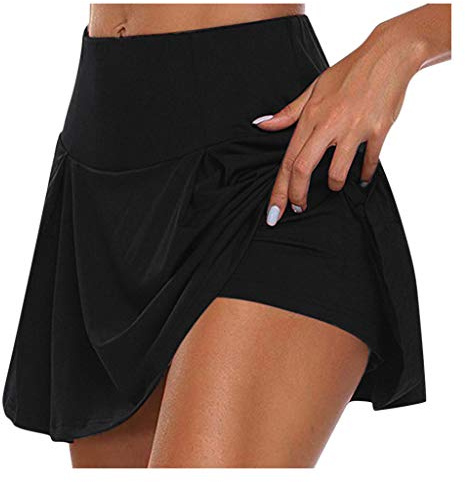 Jupe de Bain Bikini Rétro Plissée Avec Short Patineuse Élastiquée Pour Course à Pied - Activewear Femmes Fille de Plage