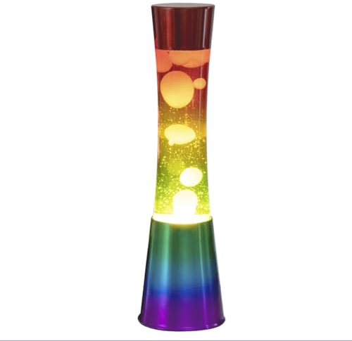 Global Gizmos 48859 Rainbow Lava Lamp/Multi-Coloured Base/Retro Nostalgia/Relaxing Mood Light/Modern Tower Design / 16 Inch Height