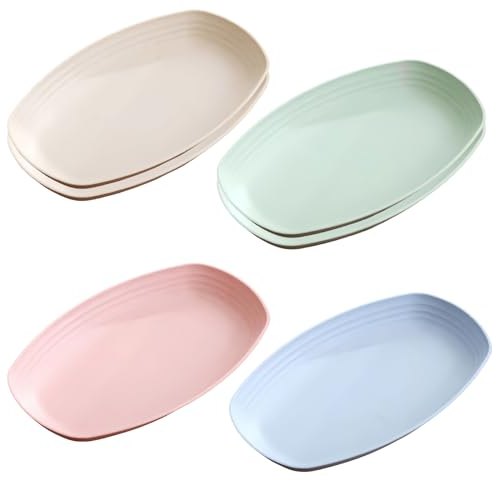 Sporgo 6 Stück Tiefe Teller Set: 29.5cm Groß Speiseteller Unbreakable Teller Plastikteller Mehrweg, Bruchfest Plates Camping Teller Kinderteller BPA-Frei Mikrowellenfest Spülmaschinenfest