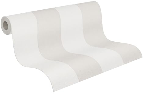A.S. Création 397966 Papier peint intissé à rayures beige crème – Papier peint à rayures de qualité supérieure – 10,05 m x 0,53 m – Papier peint pour salon – Fabriqué en Allemagne