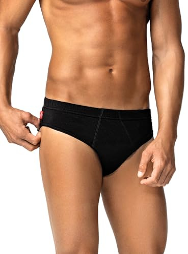 Liabel 4 Mutande Uomo Cotone 100% Set di Slip Uomo Cotone Bianco o Nero con Cuciture Rinforzate Slip Intimo Uomo Comfort-Fit