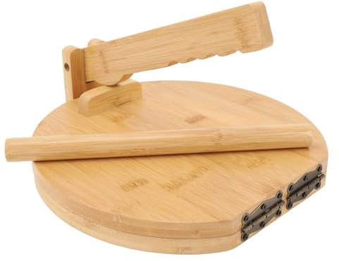 Pressa per Tortilla, Pressa per Tortilla in Legno con 50 Presse per Tortilla di Mais Rotonde in Carta Pergamena per Tortilla Messicana Fatta in Casa