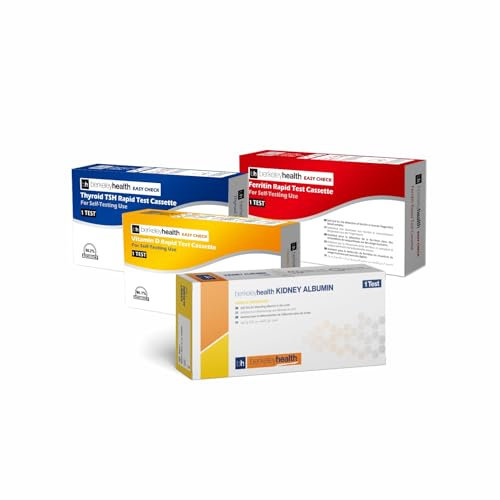 Berkeley Health General Self Test Kit Bundle - Vitamin D, Ferritin, Thyroid TSH Rapid Tests - Easy Check Home Testing Set for Comprehensive Screening - 4 Packs