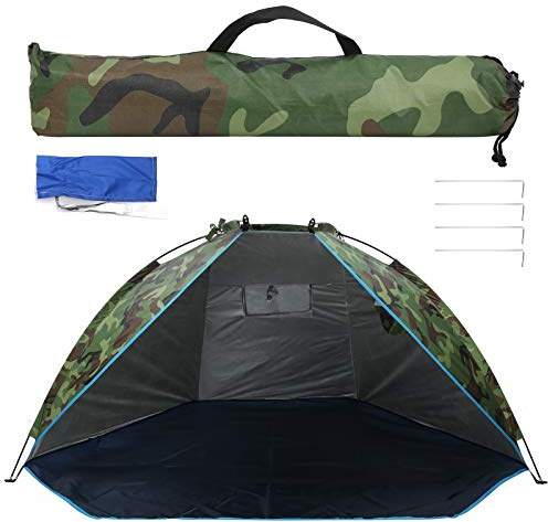 Culnflun 2 Person Portable Camouflage Fishing Shelter Tent Sunshade Camping Tent Waterproof Ventilated for Fishing Climbing Camping