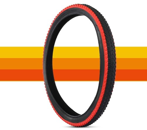 20x2.125 Neumático MTB con Costado Colorido Clincher, 20-2.125 Neumático Bicicleta Montaña Baja Resistencia a Rodadura, 20 2.125 Neumático Alto Agarre para Ruedas 20 Pulgadas(Red)