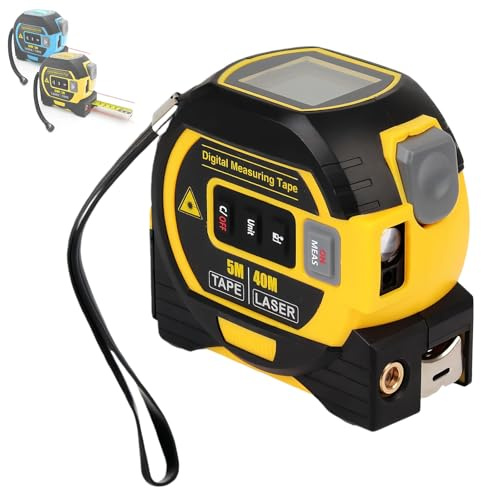 Liocwocne The Almighty Ruler, 2026 Upgrade 3 in 1 Almighty Ruler with Data Storage, Digital Tape Measure for Measuring Distance, Area, Volume, and The Pythagorean Theorem(40M Yellow)