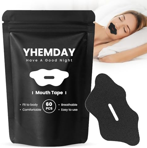 Yhemday Munband För Sömn Antisnarkningsmunremsor 60 Stycken Svart, Minskar Snarkning Och Främjar Näsandning, Antisnarkningsanordning För Både Män Och Kvinnor Med Mjuk Självhäftande Sömnstödstejp