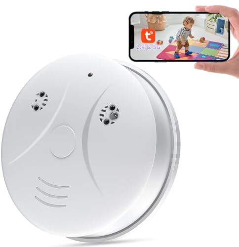 LXMIMI Caméra Cachée Wi-FI 5G, Caméra Cachée dans Un Détecteur de Fumée | Mini Caméra Espion Cachée avec Vision Nocturne, Détection de Mouvement et Vision à Distance via une Application