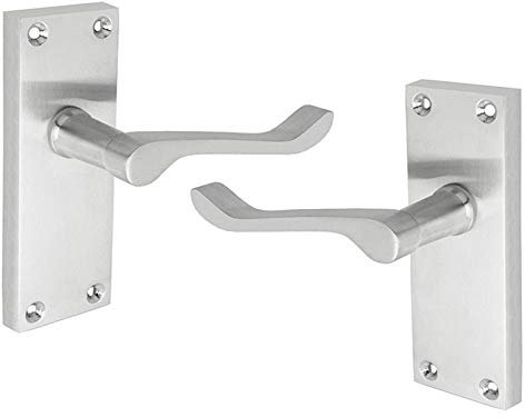 HANDLESTORE Victorian Scroll Satin Chrome Interior Door Handles – Internal Door Handle Latch Set – Chrome Door Handles Internal for Bathroom & Home